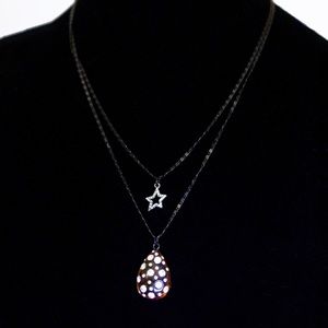 Betsey Johnson Double Necklace with Clear Swarovski Crystals